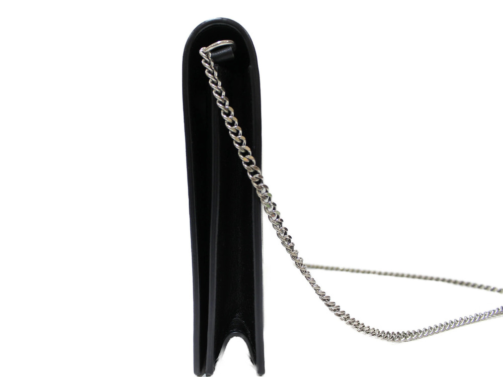Celine Black Frame Leather Evening Bag White Chain Shoulder Wallet